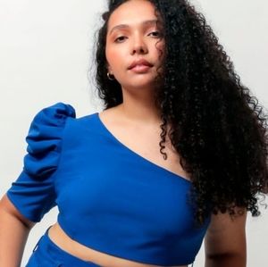 NEW NWT LuvMeMore Royal Blue Crop Top Size 2X (18/20)